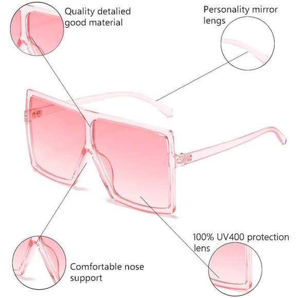3 pers Square Oversized Sunglasses UV Protection